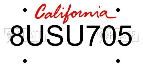 8USU705 California License Plate