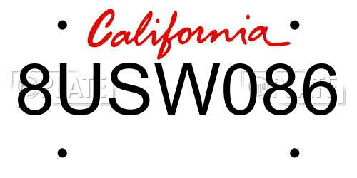 8USW086 California License Plate