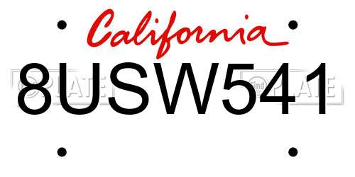 8USW541 California License Plate