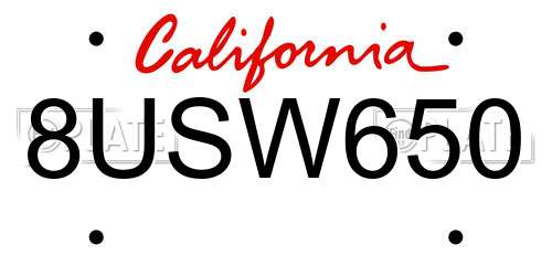 8USW650 California License Plate