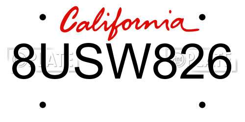 8USW826 California License Plate