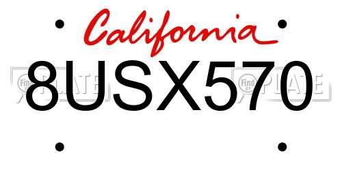 8USX570 California License Plate