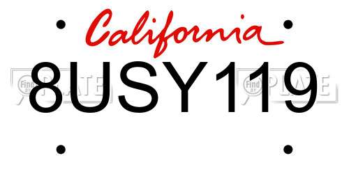 8USY119 California License Plate