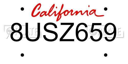 8USZ659 California License Plate