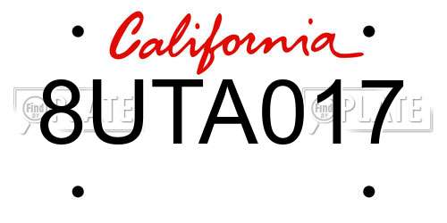 8UTA017 California License Plate