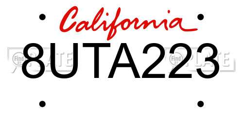 8UTA223 California License Plate