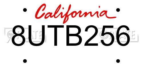 8UTB256 California License Plate