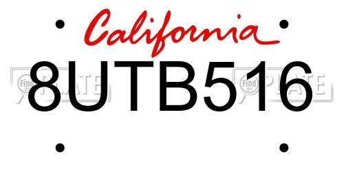 8UTB516 California License Plate