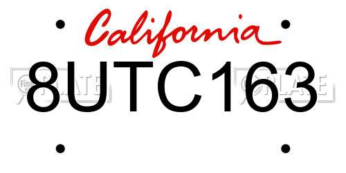 8UTC163 California License Plate
