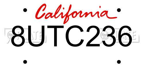 8UTC236 California License Plate