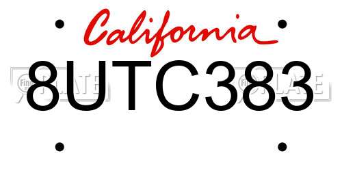 8UTC383 California License Plate