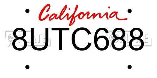 8UTC688 California License Plate