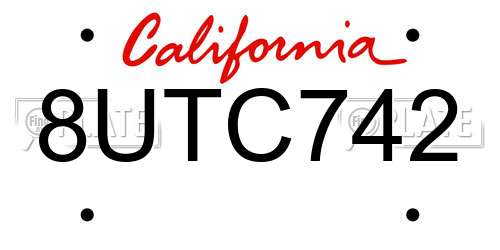 8UTC742 California License Plate