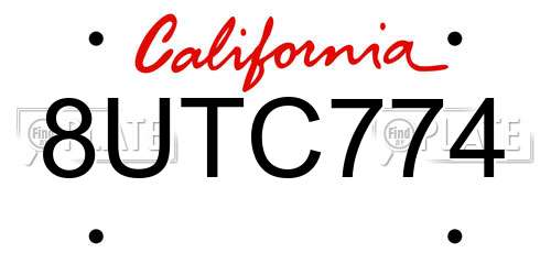8UTC774 California License Plate