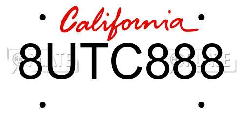 8UTC888 California License Plate