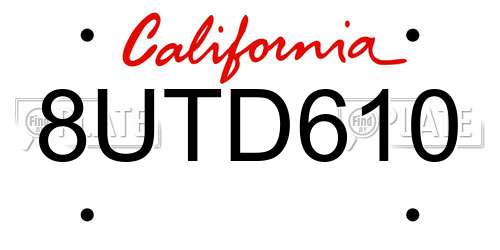 8UTD610 California License Plate