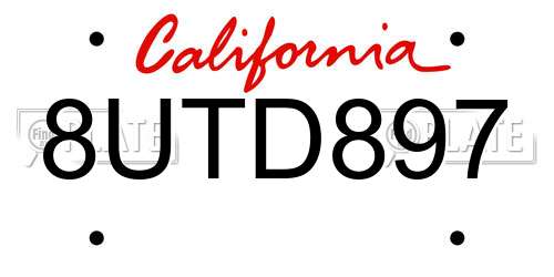 8UTD897 California License Plate
