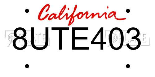 8UTE403 California License Plate