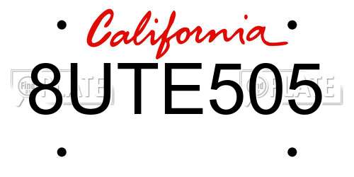 8UTE505 California License Plate