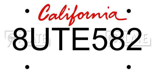 8UTE582 California License Plate