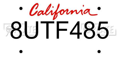 8UTF485 California License Plate