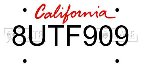8UTF909 California License Plate