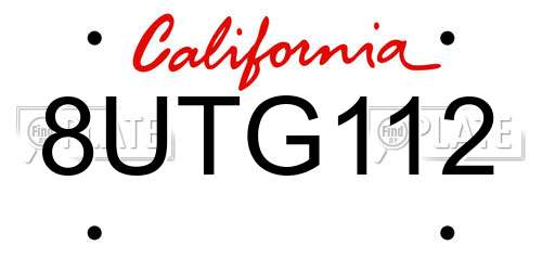 8UTG112 California License Plate