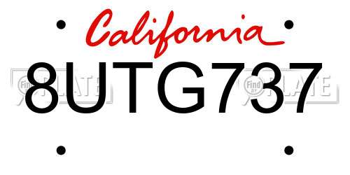 8UTG737 California License Plate