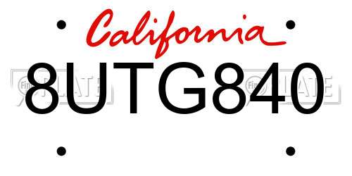 8UTG840 California License Plate