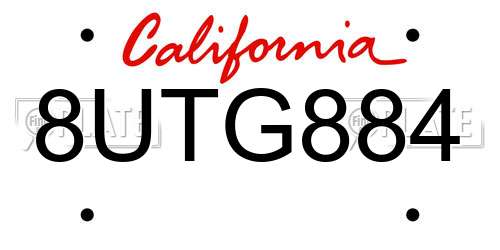 8UTG884 California License Plate