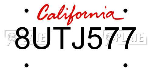 8UTJ577 California License Plate