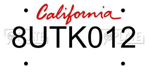 8UTK012 California License Plate