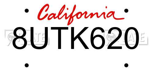 8UTK620 California License Plate