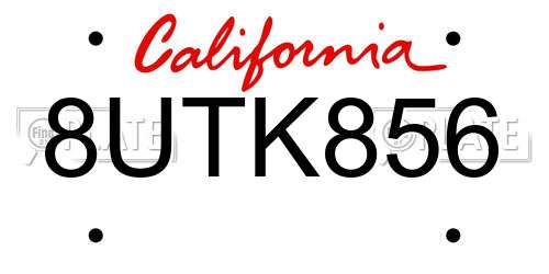 8UTK856 California License Plate