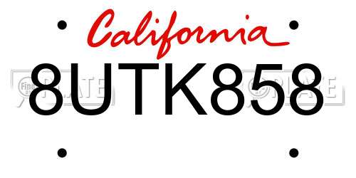 8UTK858 California License Plate