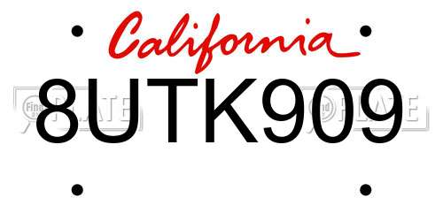 8UTK909 California License Plate