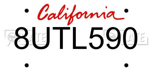 8UTL590 California License Plate