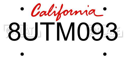 8UTM093 California License Plate