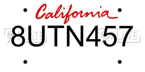 8UTN457 California License Plate