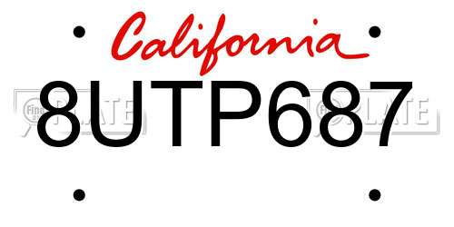 8UTP687 California License Plate