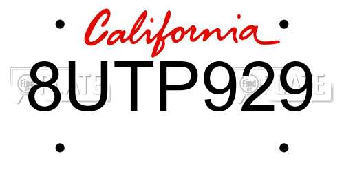 8UTP929 California License Plate