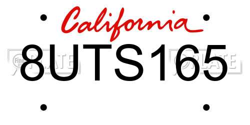 8UTS165 California License Plate