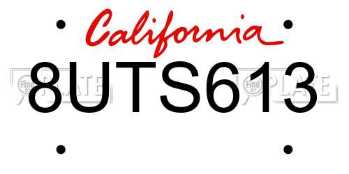 8UTS613 California License Plate