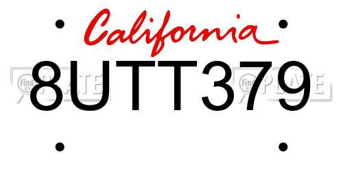 8UTT379 California License Plate
