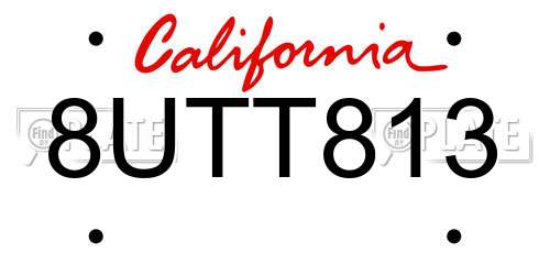 8UTT813 California License Plate