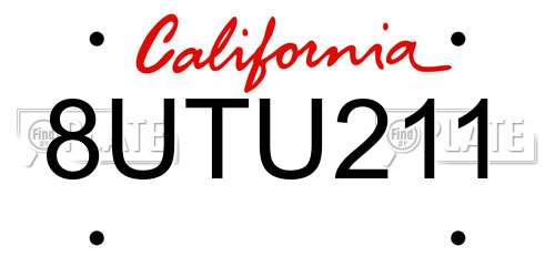 8UTU211 California License Plate