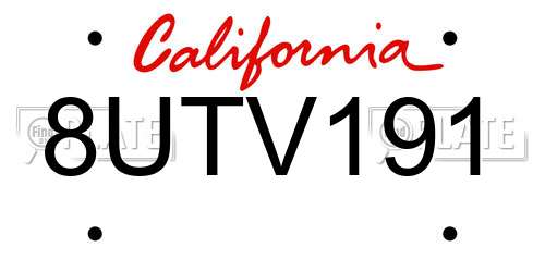 8UTV191 California License Plate
