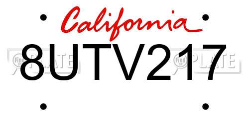 8UTV217 California License Plate