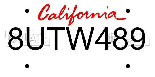 8UTW489 California License Plate
