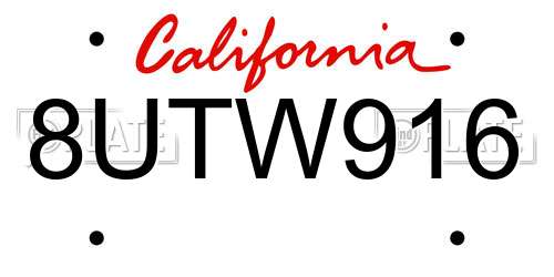 8UTW916 California License Plate